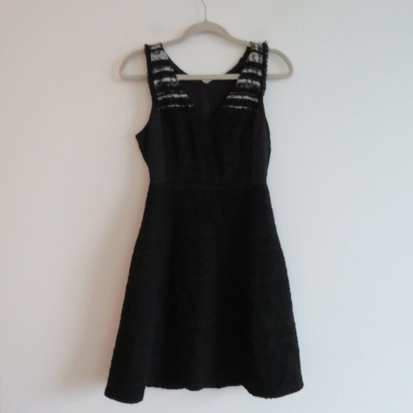 KOBI HALPERIN Black Textured Tweed Wool Blend Officecore Fit and Flare Dress - Picture 2 of 14